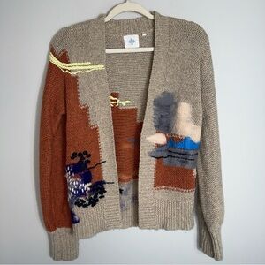 Share Anthropologie HWR Monogram Open Front Cardigan Sweater-Mix Knit-Small